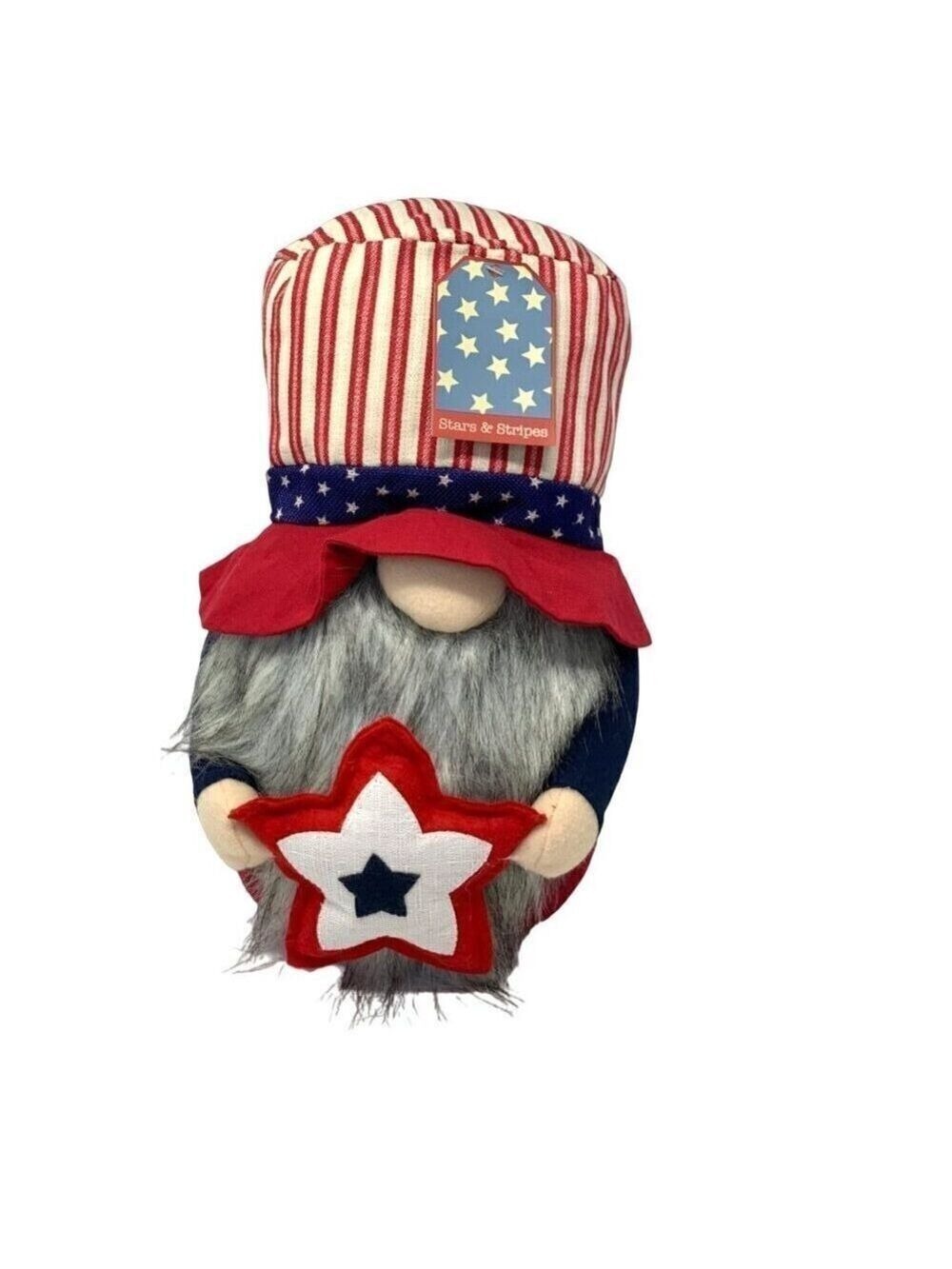Patriotic Stars Stripes Gnome Chubby Plush Weighted 4th of July Red New 13 inch